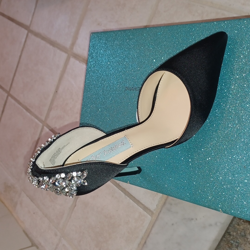 Blue by Betsey Johnson Black Satin Heel